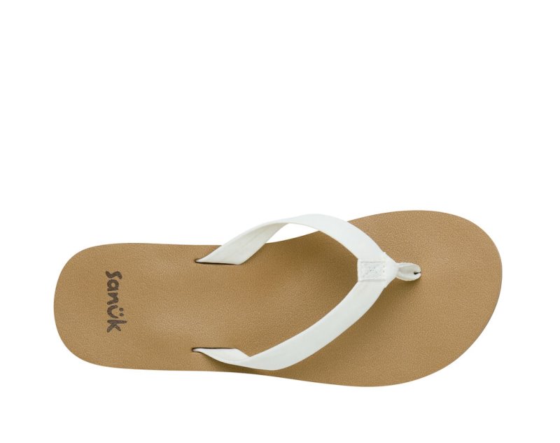 Sanuk Ashland St Vegan Women's Flip Flops White / Brown | Canada 185PJJ